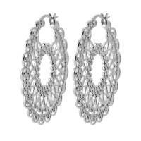 Boucles d'oreilles créoles filigrane en argent 925/000 rhodié.