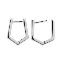 Boucles d'oreilles créoles de forme polygonale en argent 925/000 rhodié.