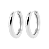 Boucles d'oreilles créoles fil carré en argent 925/000 rhodié.