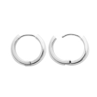 Boucles d'oreilles créoles fil carré en argent 925/000 rhodié.