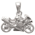 Pendentif Moto en argent 925/000 rhodié.