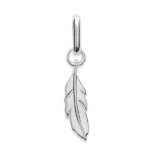 Petit pendentif plume en argent 925/000 rhodié.