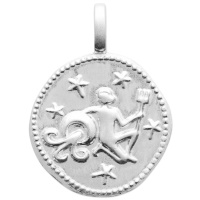 Pendentif signe du zodiaque verseau en argent 925/000 rhodié.