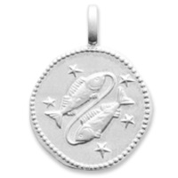 Pendentif signe du zodiaque poisson en argent 925/000 rhodié.