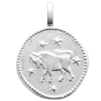 Pendentif signe du zodiaque taureau en argent 925/000 rhodié.