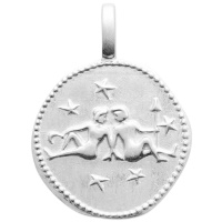 Pendentif signe du zodiaque gémeaux en argent 925/000 rhodié.