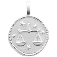 Pendentif signe du zodiaque balance en argent 925/000 rhodié.