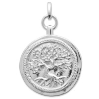 Pendentif rond représentant l'arbre de vie en argent 925/000 rhodié.