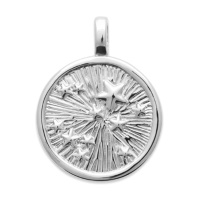 Pendentif rond représentant une constellation d'étoiles en argent 925/000 rhodié.