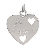 Pendentif Cœur avec l'inscription Je t'aime en argent 925/000 rhodié.