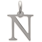 Pendentif en argent 925/000 rhodié. Lettre N.