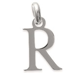 Pendentif en argent 925/000 rhodié. Lettre R.