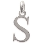 Pendentif en argent 925/000 rhodié. Lettre S.