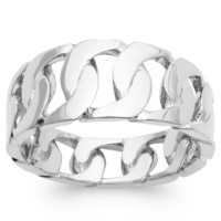 Bague au motif de chaîne en argent 925/000 rhodié.