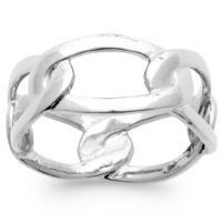 Bague au motif de chaîne en argent 925/000 rhodié.