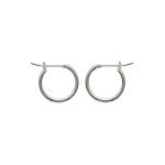 Boucles d'oreilles créoles en argent 925/000 rhodié. Fil rond.