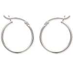 Boucles d'oreilles créoles en argent 925/000 rhodié. Fil rond.