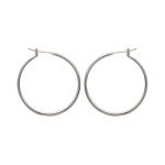 Boucles d'oreilles créoles en argent 925/000 rhodié. Fil rond.