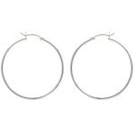 Boucles d'oreilles créoles en argent 925/000 rhodié. Fil rond.