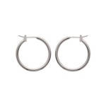 Boucles d'oreilles créoles en argent 925/000 rhodié. Fil rond.