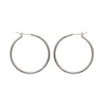 Boucles d'oreilles créoles en argent 925/000 rhodié. Fil rond.