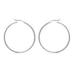 Boucles d'oreilles créoles en argent 925/000 rhodié. Fil rond.