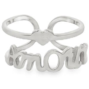 Affirmez votre style avec cette bague au design romantique et contemporain. Conçue en acier inoxydable de haute qualité, elle allie durabilité et éclat pour un look qui traverse le temps sans ternir. Cette pièce unique se distingue par sa structure à double anneau parallèle, reliée par des éléments symboliques. L'anneau inférieur arbore fièrement le mot 