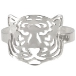 Bague tigre en acier argenté.