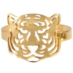 Bague tigre en acier doré.