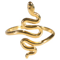 Bague en forme de serpent en acier doré. Taille ajustable.