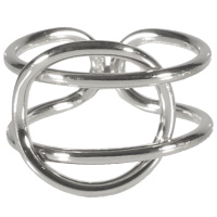 Bague double rangs avec cercle en acier argenté. Taille ajustable.