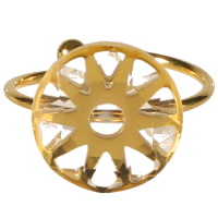 Bague en forme d'étoile en acier doré surmontée d'un cristal. Taille ajustable.