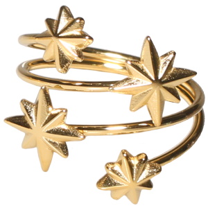 Bague multi rangs avec des étoiles en acier doré. Taille ajustable.
