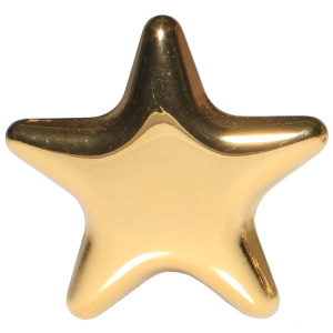 Bague en forme d'étoile en acier doré. Taille ajustable.