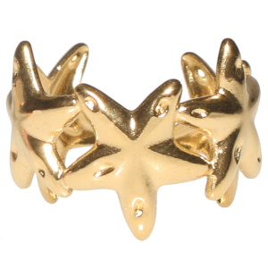 Bague composée d'étoiles en acier doré. Taille ajustable.