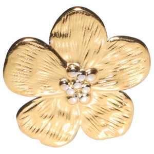 Bague en forme de fleur en acier inoxydable double couleurs doré et argenté. Taille ajustable.