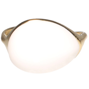 Bague en acier inoxydable doré surmontée d'une pierre blanche d'imitation. Taille ajustable.