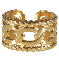 Bague en forme de chaîne en métal doré. Taille ajustable.