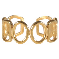 Bague fantaisie composé de cercles et de rectangles en acier doré. Taille ajustable.
