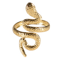 Bague en forme de serpent en acier doré. Taille ajustable.