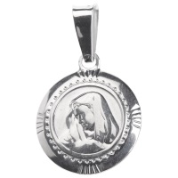 Pendentif rond de la Vierge en argent 925/000 rhodié.