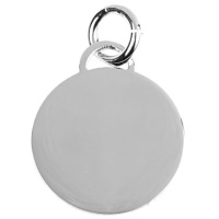 Pendentif rond lisse en argent 925/000 rhodié. Idéal pour gravure.