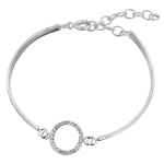 Bracelet jonc Cercle en argent 925/000 rhodié et oxyde de zirconium.