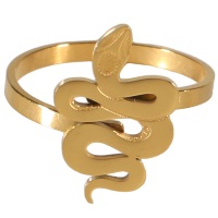 Bague avec serpent en métal doré. Taille ajustable.