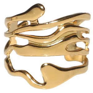 Bague en acier doré. Taille ajustable.