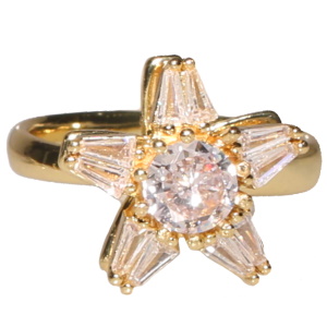 Bague en acier doré surmontée d'une étoile rotative sertie de strass. Bague anti stress avec un objet rotatif pour soulager l'anxiété et le stress. Taille ajustable.