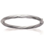 Bracelet jonc rond en argent 925/000. Ouverture articulée.