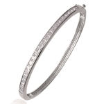 Bracelet jonc en argent 925/000 rhodié et oxyde de zirconium.