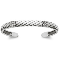 Bracelet jonc rigide ouvert pour homme de style tribal au motif de tresse en argent 925/000.