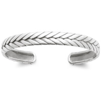 Bracelet jonc rigide ouvert au motif de tresse en argent 925/000 rhodié.